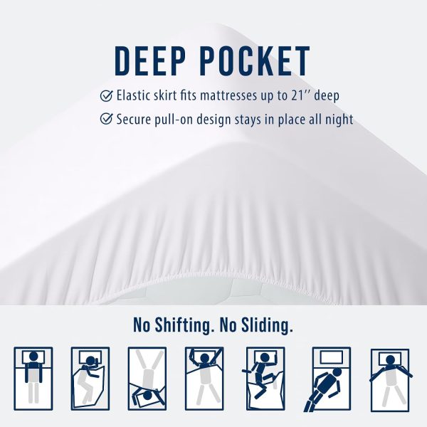 RUGSREAL Twin Quilted Fitted Mattress Pad, Down Alternative Fill, White
