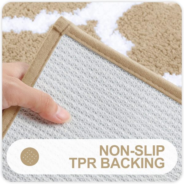 RUGSREAL Bathroom Rugs 24x16, Soft Absorbent Microfiber Bath Rug, Beige