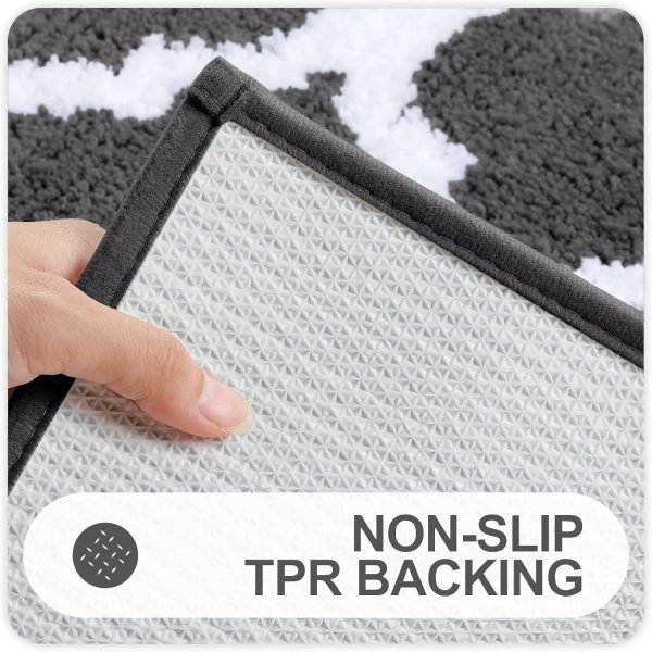 RUGSREAL Bathroom Rugs 24x16, Soft Absorbent Microfiber Bath Rug, Dark Grey