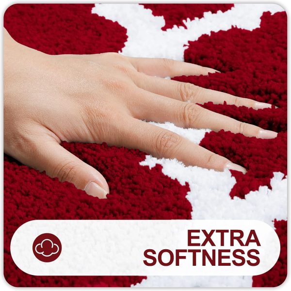 RUGSREAL Bathroom Rugs Set 2 Piece, 30"x20"+24"x20", Burgundy
