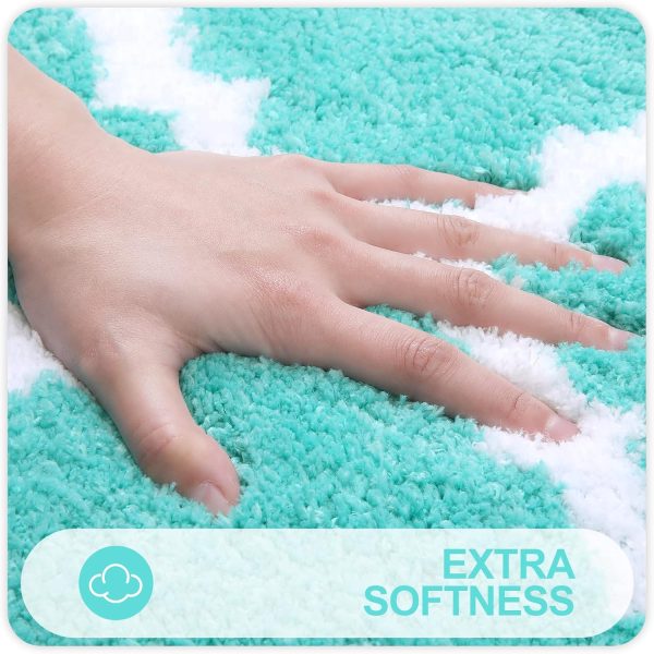 RUGSREAL Bathroom Rugs Set 2 Piece, 30"x20"+24"x20", Turquoise