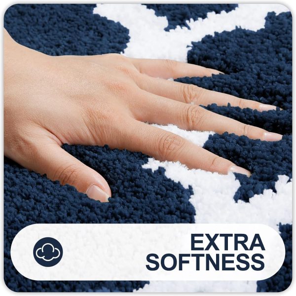 RUGSREAL Bathroom Rugs Set 2 Piece, 30"x20"+24"x20", Navy
