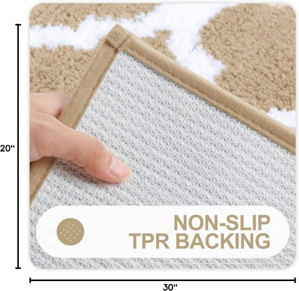 RUGSREAL Bathroom Rugs Set 2 Piece, 30"x20"+24"x20", Beige