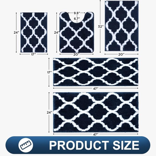RUGSREAL Bathroom Rugs 24x16, Soft Absorbent Microfiber Bath Rug, Navy
