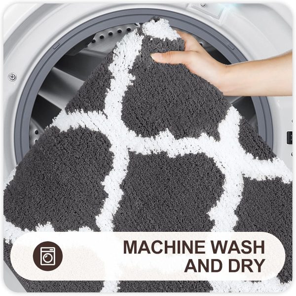 RUGSREAL Bathroom Rugs 24x16, Soft Absorbent Microfiber Bath Rug, Dark Grey