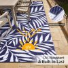 RUGSREAL Outdoor Rug 6x9 ft Waterproof Reversible Leaf Mat, Navy & White
