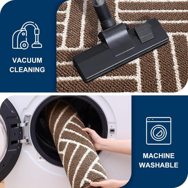 RUGSREAL Indoor Door Mat 32x20, Low-Profile Dirt Resistant Doormat, Coffee