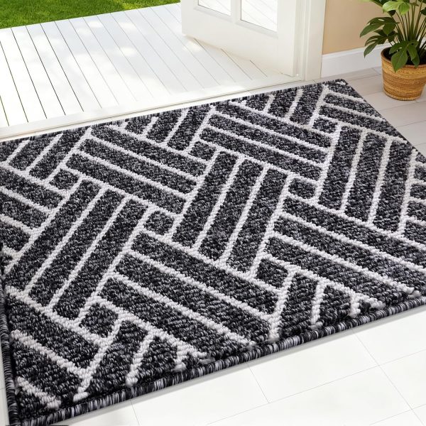 RUGSREAL Indoor Door Mat 32x20, Low-Profile Dirt Resistant Doormat, Black