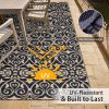 RUGSREAL Outdoor Rug 5x8 ft Waterproof Reversible Floral Mat, Black & Beige