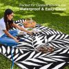 RUGSREAL Outdoor Rug 6x9 ft Waterproof Reversible Leaf Mat, Black & White