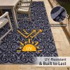 RUGSREAL Outdoor Rug 5x8 ft Waterproof Reversible Floral Mat, Black & Grey