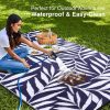 RUGSREAL Outdoor Rug 6x9 ft Waterproof Reversible Leaf Mat, Navy & White