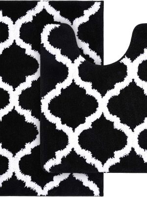 815GR85njaL._AC_SL1500_.jpg RUGSREAL Bathroom Rugs Set 2 Piece, 30"x20"+24"x20", Black