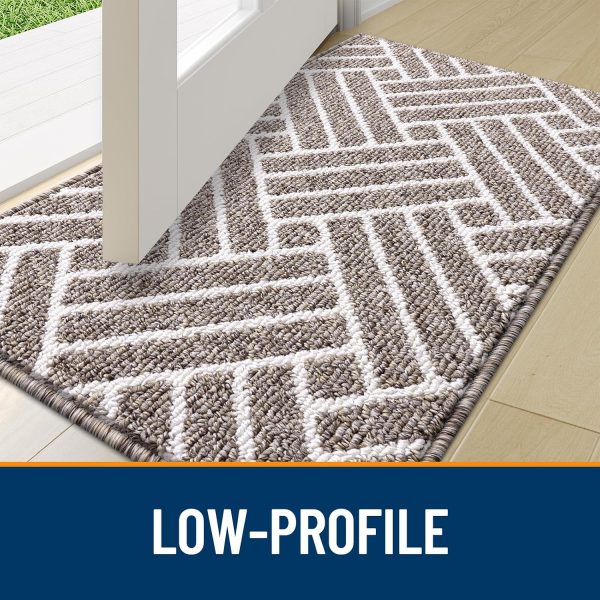RUGSREAL Indoor Door Mat 32x20, Low-Profile Dirt Resistant Doormat, Khaki