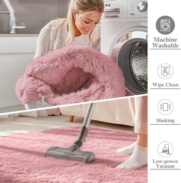 RUGSREAL 2x3 Machine Washable Small Bedside Rug, Soft Fluffy Shaggy Entryway Throw Rugs for Bedroom, Living Room, Indoor Floor Carpet for Kids Girls Boys, Nursery Rooms, Home Decor Aesthetic, Pale Pink