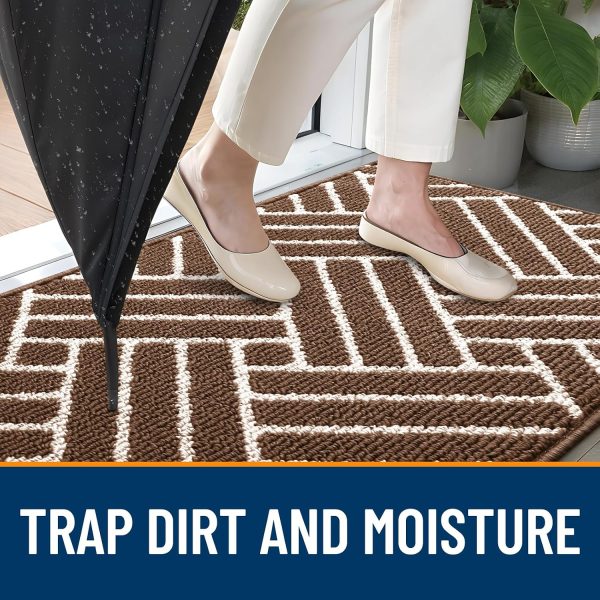 RUGSREAL Indoor Door Mat 32x20, Low-Profile Dirt Resistant Doormat, Coffee