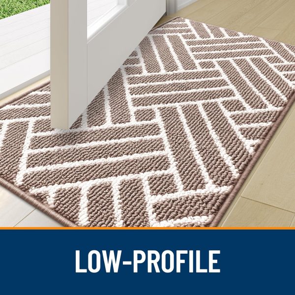 RUGSREAL Indoor Door Mat 32x20, Low-Profile Dirt Resistant Doormat, Brown