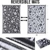 RUGSREAL Outdoor Rug 6x9 ft Waterproof Reversible Floral Mat, Black & White