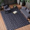 RUGSREAL Outdoor Rug 6x9 ft Waterproof Reversible Mat, Black & Grey