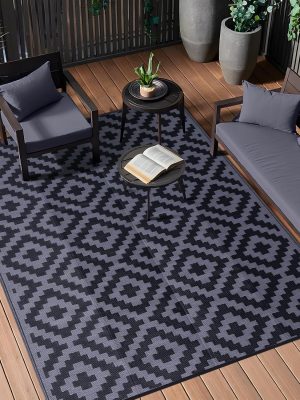 817AuX0LEL._AC_SL1500_.jpg RUGSREAL Outdoor Rug 6x9 ft Waterproof Reversible Mat, Black & Grey