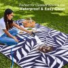 RUGSREAL Outdoor Rug 5x8 ft Waterproof Reversible Leaf Mat, Navy & White