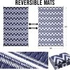 RUGSREAL Outdoor Rug 6x9 ft Waterproof Reversible Chevron Mat, Navy & White