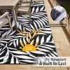 RUGSREAL Outdoor Rug 6x9 ft Waterproof Reversible Leaf Mat, Black & White