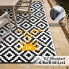 RUGSREAL Outdoor Rug 6x9 ft Waterproof Reversible Mat, Black & White