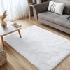 RUGSREAL 2x3 Machine Washable Small Bedside Rug, Soft Fluffy Shaggy Entryway Throw Rugs for Bedroom, Living Room, Indoor Floor Carpet for Kids Girls and Boys, Nursery Rooms, Home Decor Aesthetic, White