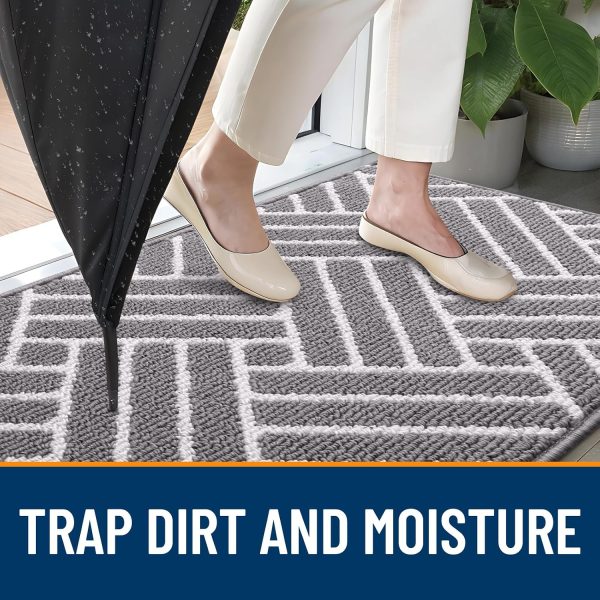 RUGSREAL Indoor Door Mat 32x20, Low-Profile Dirt Resistant Doormat, Grey