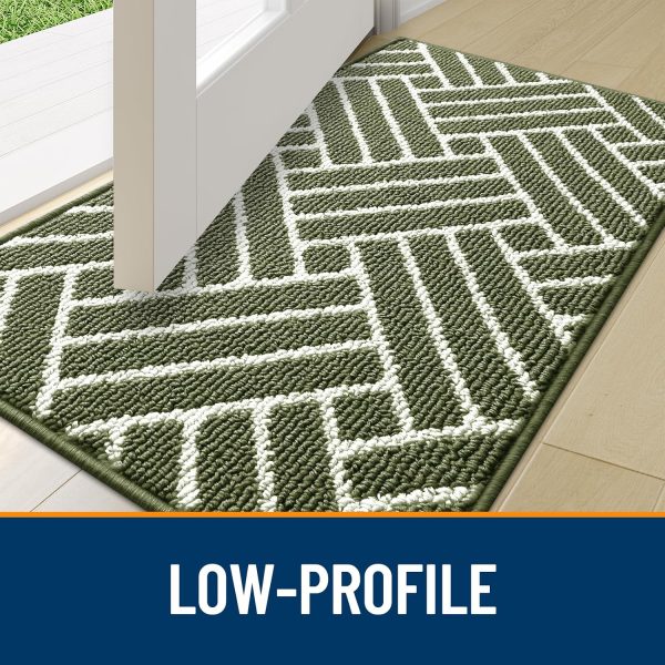 RUGSREAL Indoor Door Mat 36x24, Low-Profile Dirt Resistant Doormat, Green