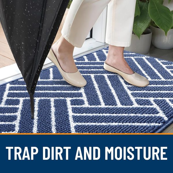 RUGSREAL Indoor Door Mat 32x20, Low-Profile Dirt Resistant Doormat, Navy