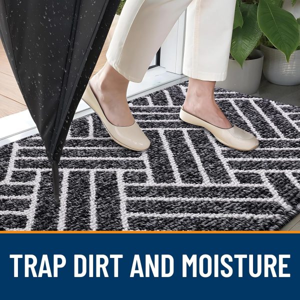 RUGSREAL Indoor Door Mat 32x20, Low-Profile Dirt Resistant Doormat, Black