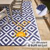 RUGSREAL Outdoor Rug 8x10 ft Waterproof Reversible Mat, Navy & White