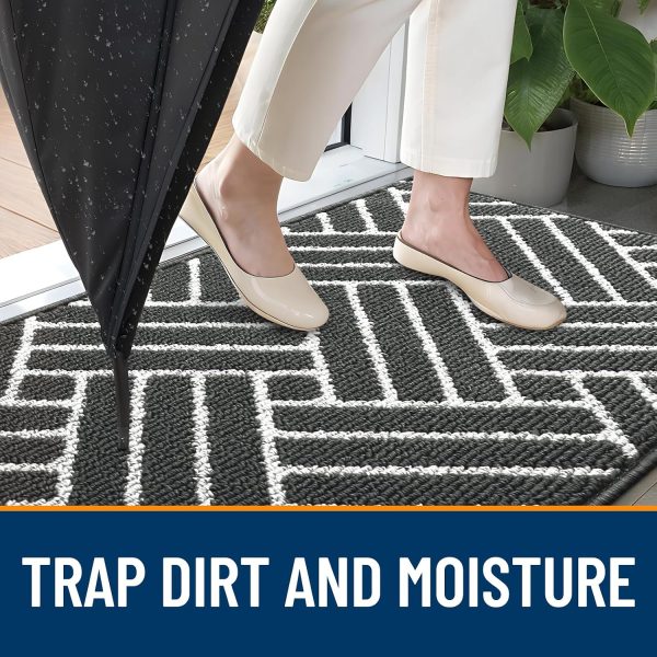 RUGSREAL Indoor Door Mat 32x20, Low-Profile Dirt Resistant Doormat, Charcoal