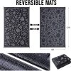 RUGSREAL Outdoor Rug 9x12 ft Waterproof Reversible Floral Mat, Black & Grey