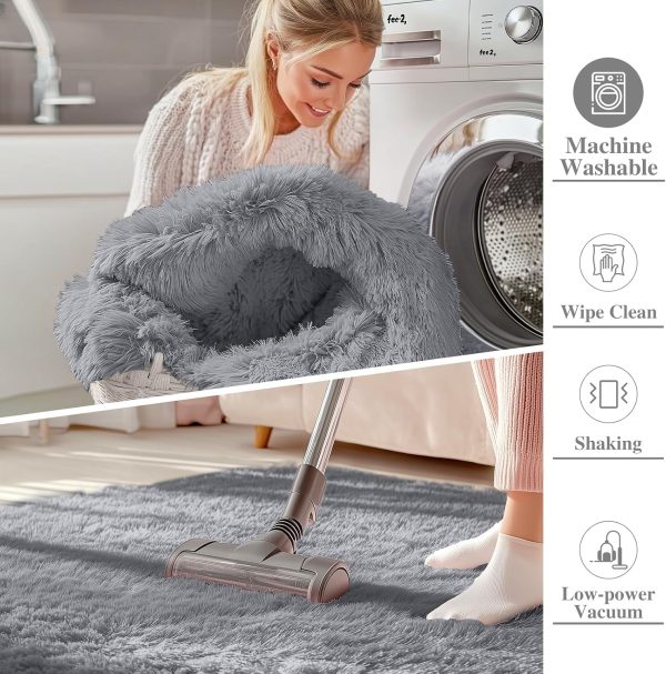 RUGSREAL 2x3 Machine Washable Small Bedside Rug, Soft Fluffy Shaggy Entryway Throw Rugs for Bedroom, Living Room, Indoor Floor Carpet for Kids Girls Boy, Nursery Rooms, Home Decor Aesthetic, Light Grey