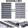 RUGSREAL Outdoor Rug 8x10 ft Waterproof Reversible Chevron Mat, Black & White
