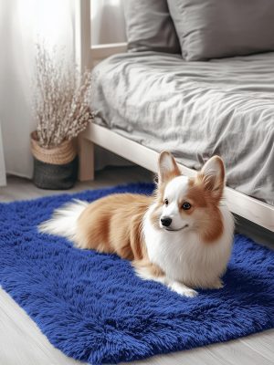 RUGSREAL 2x3 Machine Washable Small Bedside Rug, Soft Fluffy Shaggy Entryway Throw Rugs for Bedroom, Living Room, Indoor Floor Carpet for Kids Girls Boys, Nursery Rooms, Home Decor Aesthetic, Navy Blue