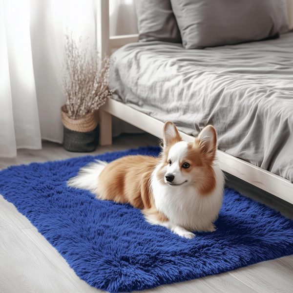 RUGSREAL 2x3 Machine Washable Small Bedside Rug, Soft Fluffy Shaggy Entryway Throw Rugs for Bedroom, Living Room, Indoor Floor Carpet for Kids Girls Boys, Nursery Rooms, Home Decor Aesthetic, Navy Blue