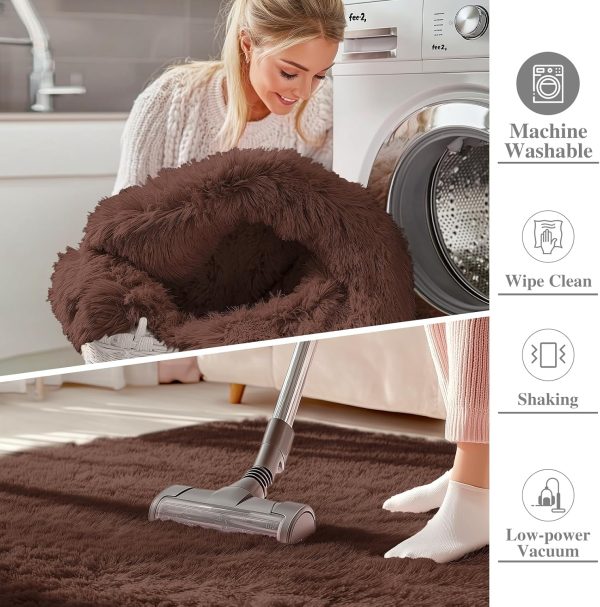 RUGSREAL 2x3 Machine Washable Small Bedside Rug, Soft Fluffy Shaggy Entryway Throw Rugs for Bedroom, Living Room, Indoor Floor Carpet for Kids Girls Boys, Nursery Rooms, Home Decor Aesthetic, Coffee