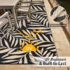 RUGSREAL Outdoor Rug 9x12 ft Waterproof Reversible Leaf Mat, Black & Beige