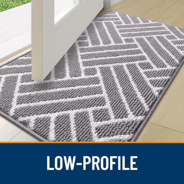 RUGSREAL Indoor Door Mat 32x20, Low-Profile Dirt Resistant Doormat, Grey