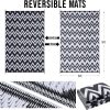 RUGSREAL Outdoor Rug 6x9 ft Waterproof Reversible Chevron Mat, Black & White