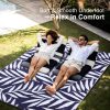 RUGSREAL Outdoor Rug 6x9 ft Waterproof Reversible Leaf Mat, Navy & White
