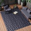 RUGSREAL Outdoor Rug 5x8 ft Waterproof Reversible Mat, Black & Grey
