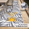 RUGSREAL Outdoor Rug 9x12 ft Waterproof Reversible Leaf Mat, Grey & White