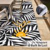 RUGSREAL Outdoor Rug 5x8 ft Waterproof Reversible Leaf Mat, Black & White