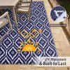 RUGSREAL Outdoor Rug 5x8 ft Waterproof Reversible Braided Mat, Navy & White
