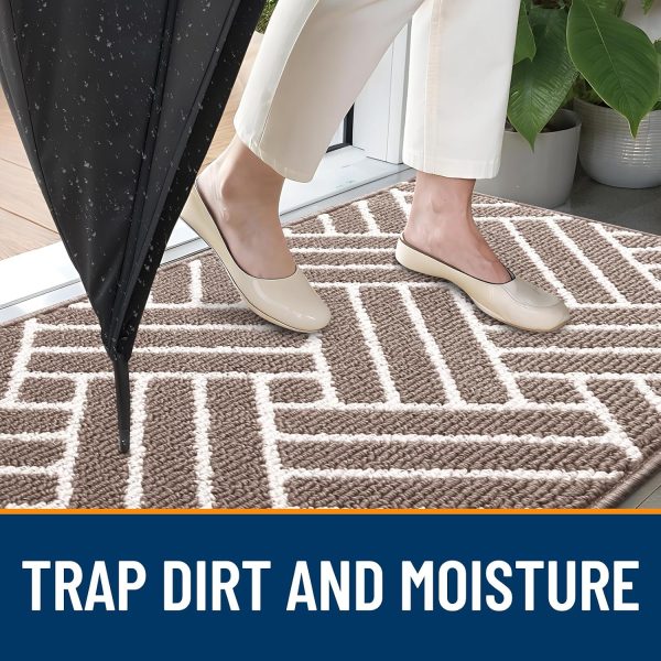 RUGSREAL Indoor Door Mat 32x20, Low-Profile Dirt Resistant Doormat, Brown
